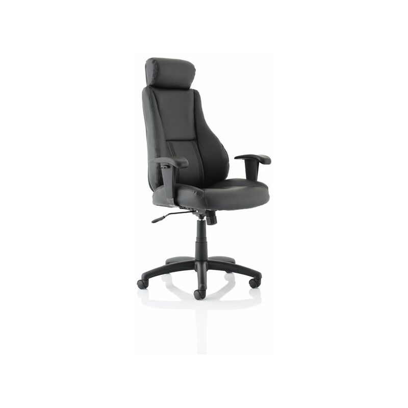 Winsor Black Leather Chair with Headrest - Dynamic