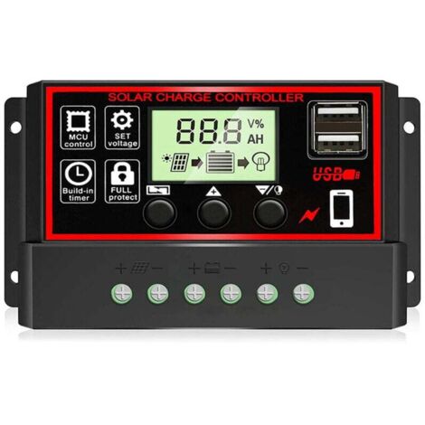 Dynamischer 12V/24V Solar-Laderegler, Batterieregler mit zwei USB-Anschlüssen