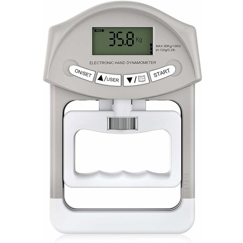 Dynamomètre à main électronique 90 kg / 200 lbs Capacité de préhension avec 19 jeux de disques individuels