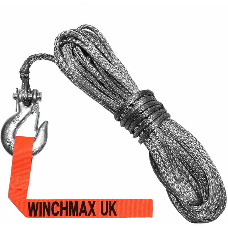 Dyneema Synthetic Winch Rope 15m x 5mm with 1/4 inch Clevis Hook - Winchmax