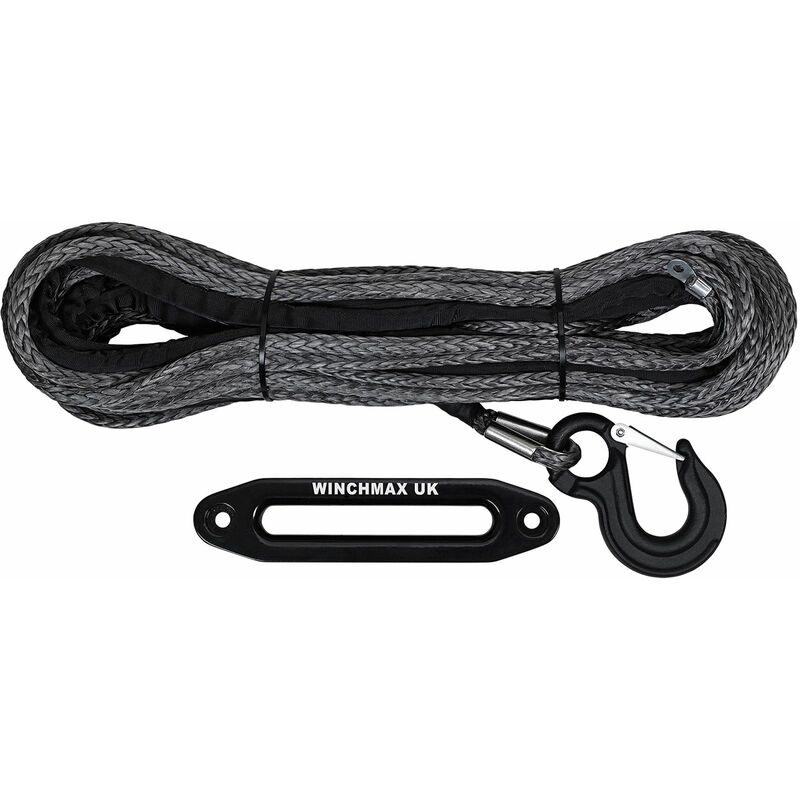 Dyneema Synthetic Winch Rope 30m x 11.5mm with Competition Hook & Hawse - Winchmax