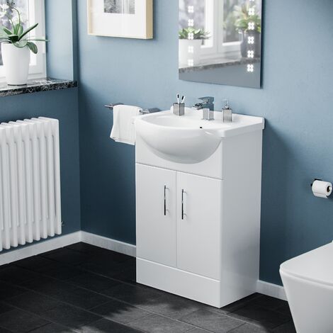 Dyon 550mm Floor Standing Assembled Vanity Basin Unit White