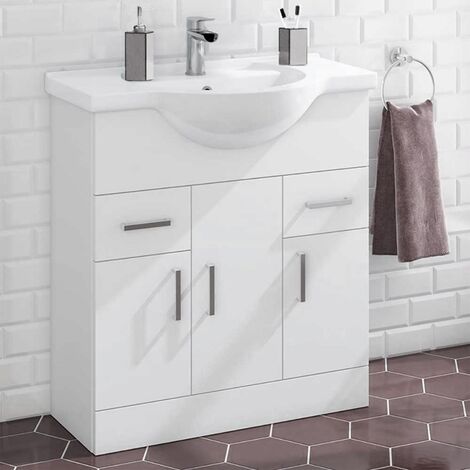 Dyon 750mm Floorstanding 3 Door Vanity Basin Unit White