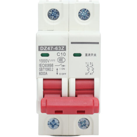 DZ4763Z Disjoncteur DC Miniature 2 Polos 1000V 10AMP Isolateur pour Système Solaire Photovoltaque Rail DIN Assemblage
