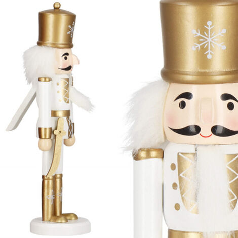 Dziadek do orzechów de 30 cm con espada, soldadito de madera dorado, figura navideña.