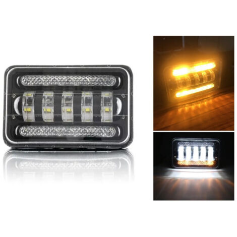 Универсалeн 5 инча ЛЕД LED фар лампа халоген 12V-24V къси/дълги с DRL дневни светлини мигач бяло-жълто 4000lm за АТВ джи