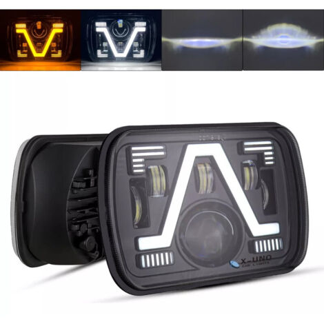 Универсалeн 5x7 инча ЛЕД LED фар лампа халоген 12V-24V къси/дълги с DRL дневни светлини мигач бяло-жълто 4800lm за АТВ д