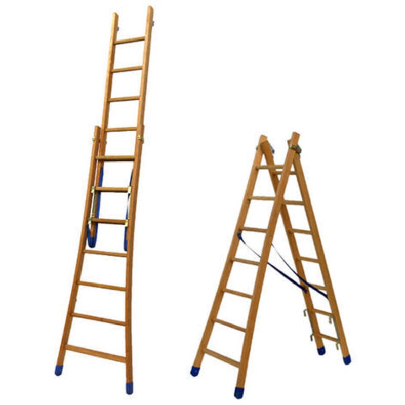 Echelle Direct - Echelle bois transformable 2x11 barreaux - Hauteur à atteindre 4.70m - BT2-300