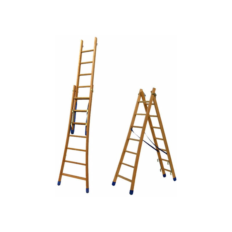 Echelle Direct - Echelle bois transformable 2x10 barreaux - Hauteur à atteindre 4.23m - BT2-275