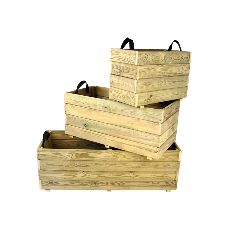 Ghio rectangulaires jardinière en bois de différentes tailles Hortalia 60 x 30 cm 40 cm 50 litres