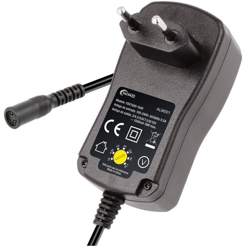 

NIMO Alimentador electrónico 12v.1500 mah 18w de selector regulable de 3v a 12v