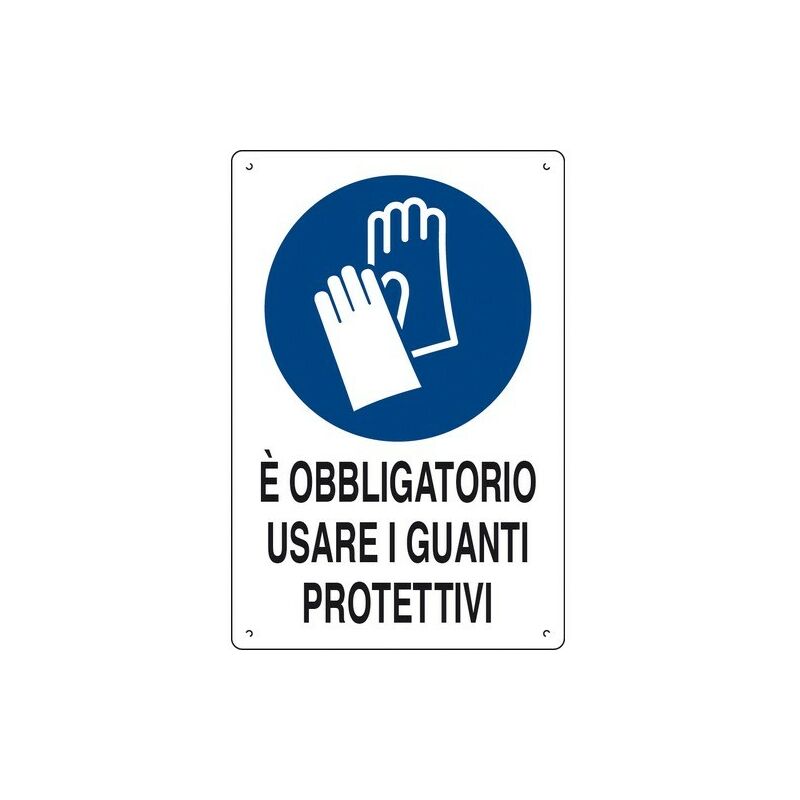 Image of E' obbligatorio usare i guanti protettivi cartelli da cantiere polionda