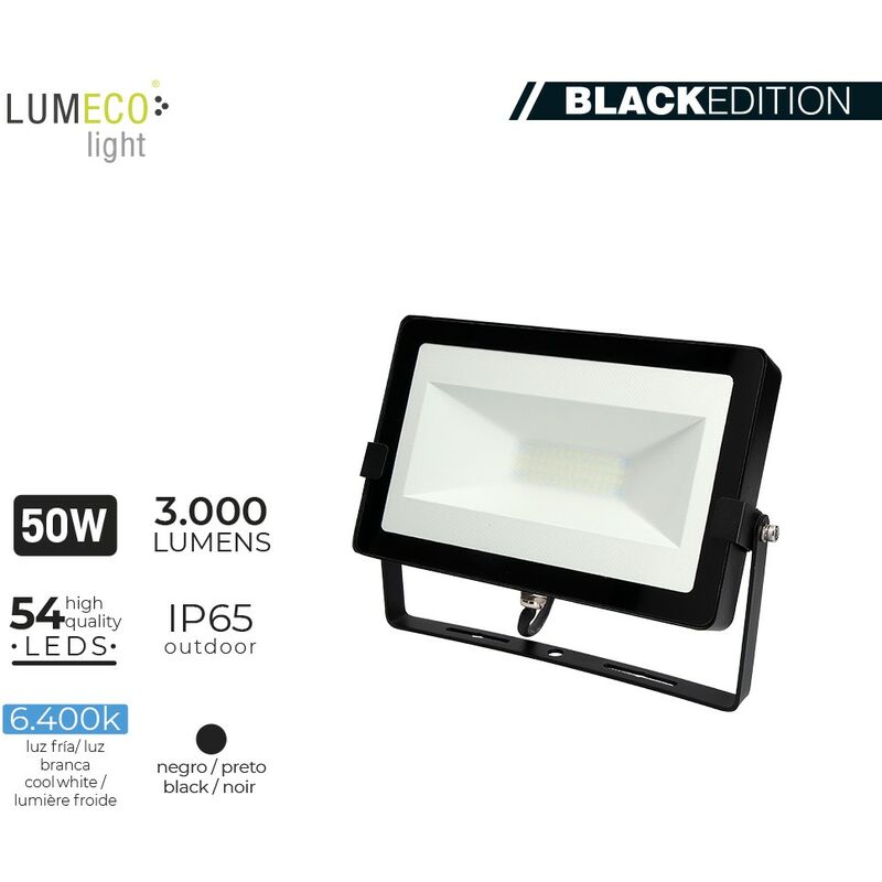 

EDM - Foco led 50W 6400k 3000 lumen 'black edition' lumeco