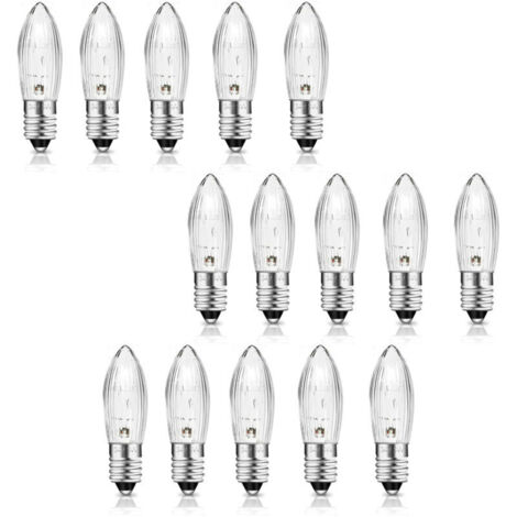 E10 34V 3W Candle Bulb with 7 Combustion Points, Replacement Bulbs, 30LM Warm White 2700K, E10 Candle Bulb for Light Arches, Christmas Trees, String Lights, Pack of 15