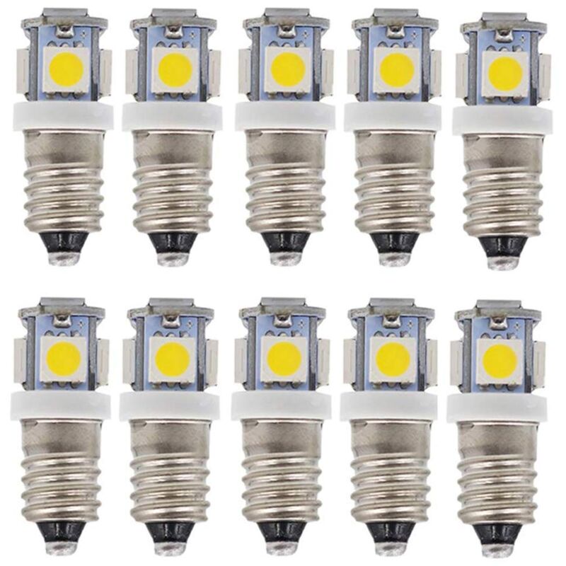E10 ac led Ampoules-10 pcs 6V 5 lampes LED-E10 Miniature Vis 50Lm (ac 6V)
