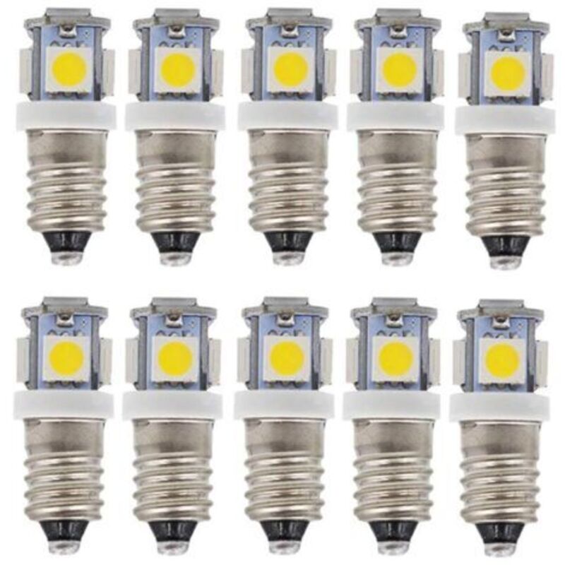 E10 AC LED Ampoules-10 pcs 6V 5 lampes LED-E10 Miniature Vis 50Lm (AC 6V)