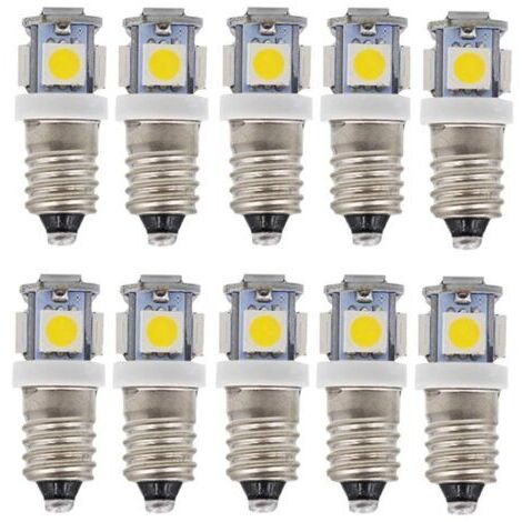 E10 AC LED Ampoules-10 pcs 6V 5 lampes LED-E10 Miniature Vis  50Lm (AC 6V)