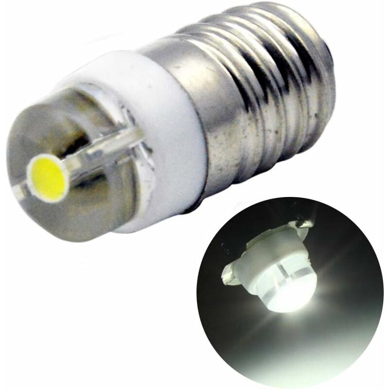Ersandy - E10 Ampoule led cc 3V 0.5W 6000K Blanc 200LM Ampoule led pour Lampe Torche Lampe Torche, Terre Négative (Lot de 1)