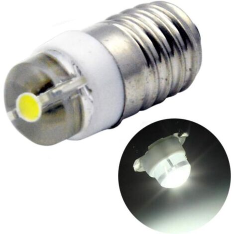 E10 Ampoule LED CC 3V 0.5W 6000K Blanc 200LM Ampoule LED pour Lampe Torche Lampe Torche, Terre Négative (Lot de 1)