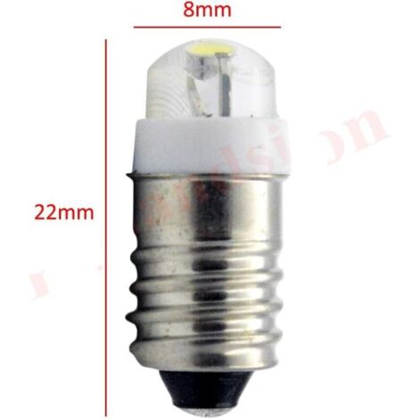 E10 Ampoule LED CC 3V 0.5W 6000K Blanc 200LM Ampoule LED pour Lampe Torche Lampe Torche, Terre Négative (Lot de 1)