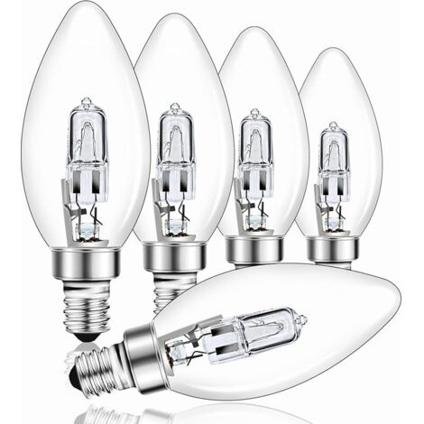 E14 42W Dimmable, Transparente C35 Ampoule Bougie Blanc Chaud 2700K Ampoule à vis E14 pour Lustres, Appliques, Lampes de Table, 650LM, Lot de 5