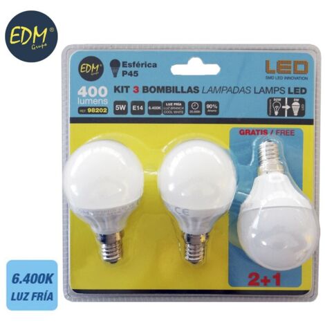 E14 5W 400lm 6400K LED-Lampenset - Kaltweiß - EDM - Art.-Nr. 98202