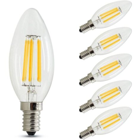 E14 Dimmbare Kerzenlampe, 4 W (entspricht 40 W Glühlampe), Warmweiß (2700 K), 400 lm, 6er-Pack [Energieklasse
