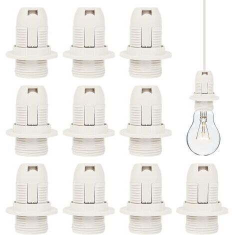 E14 Douille de Lampe 10 Pcs en Plastique 250 2A Support Vintage Adaptateur pour Ampoule à Vis Lampe à Économie d'Énergie, Blanche