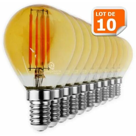 E14 - G45 Tea Color 4w, lumière chaude 2700k, ensemble de 10 ampoules LED, filament de tungstène imitation rétro super lumineux