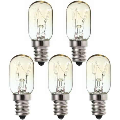 E14 LED Bulb, Pack of 5 E14 screw-in bulbs, 15W, 230V, small Edison screw-in heating bulb, warm white 2700K, E14 bulb for sewing machines, Pygmy 15W E14 T20-RAPA refrigerator bulb