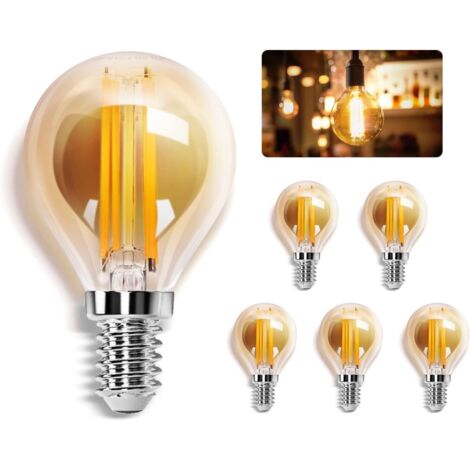 E14 LED Filament Bulb, Warm White 2700K, 400LM, 4W (37W equivalent), Retro Edison LED G45 Bulb, Pack of 5 [Energy Class F]