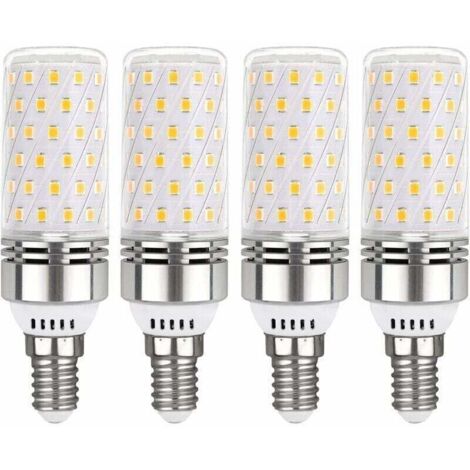 E14 LED-Lampe, 12 W, Kaltweiß (6000 K), 1450 lm, entspricht 100 W Halogenlampe (E14), 360° Abstrahlwinkel, 220 V Wechselstrom, E14 LED-Lampe für Innenbeleuchtung, nicht dimmbar, 4er-Pack