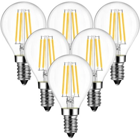 E14 LED-Lampe in Tropfenform, 4-W-Glühfaden, warmweiß 2700K, P45 40-W-LED-Lampe, 470 lm, nicht dimmbar, 6er-Pack [Energieklasse A++]