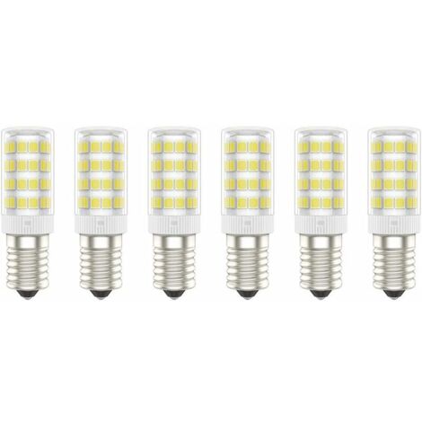 E14 LED Light Bulbs, 5W (50W Equivalent), Cool White (6000K), AC 220–240V, Flicker-Free, Non-Dimmable, 300 Lumens, CRI 80, 6-Pack – (Cool White, 5W) [Energy Class A+]