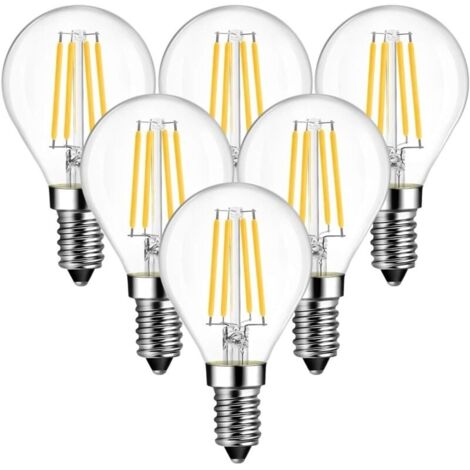E14 LED Teardrop Lamp 4W Filament Bulbs Warm White 2700K,P45 LED Lamp 40W,470lm,Non-Dimmable,Pack of 6 [Energy Class A++]