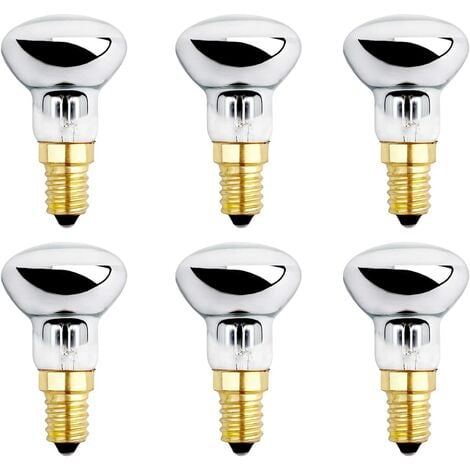 E14 R3930W Dimmable Bulb for Lava Lamp, Warm White, Reflector Bulbs Small Screw Base for Heating Bubble Lamp, Rocket Lamp, Glitter Lamp, set of 6