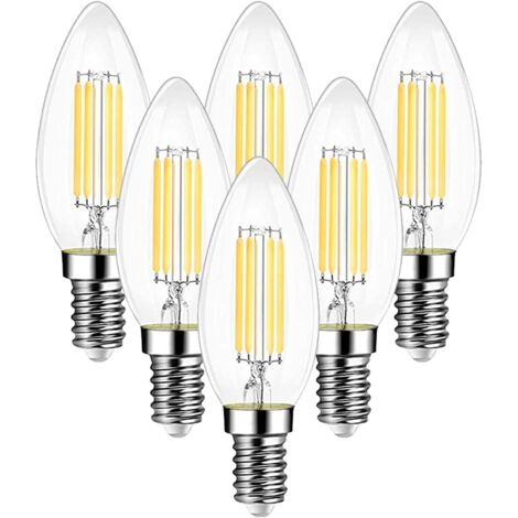 E14 Vintage LED-Glühbirne, E14 Vintage-Sockelbirnen, Warmweiß 2700 K, 750 lm, 6er-Pack