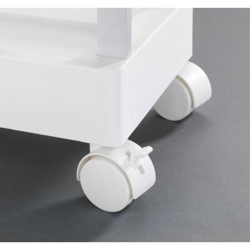 Wenko - Desserte chariot blanc en plastique 3 étagères 18x80x45 cm chariot de cuisine desserte sur roulettes cuisine chariot de service meuble de