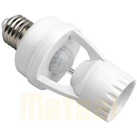 E26/E27-Fassung für Bewegungsmelderlampe, 60 W, 360°-Erfassung, einstellbarer Timer und Lichtempfindlichkeit, weiß