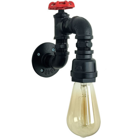 E26/E27 rétro industriel Edison plafonnier noir fer métal plafonnier rétro style campagnard américain - noir (ampoule non incluse)