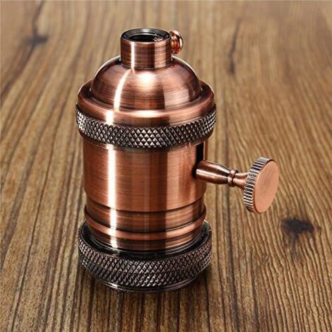 E26/E27 Rétro Vintage Edison Industriel Lampe À Ampoule Douille avec Interrupteur-Bronze Rouge