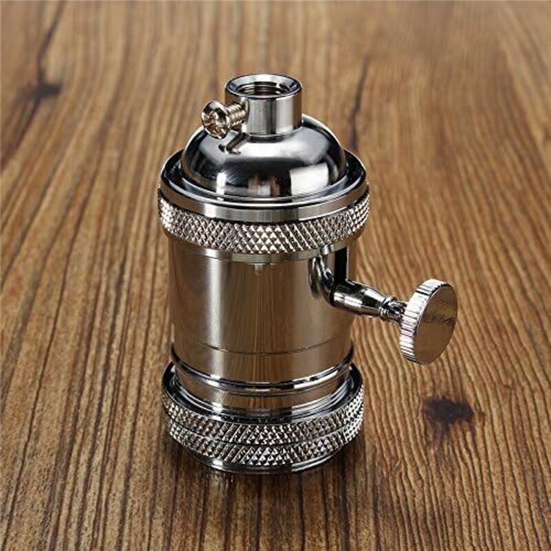 E26/E27 Retro Vintage Edison Industrial Light Bulb Socket with Switch - Chrome