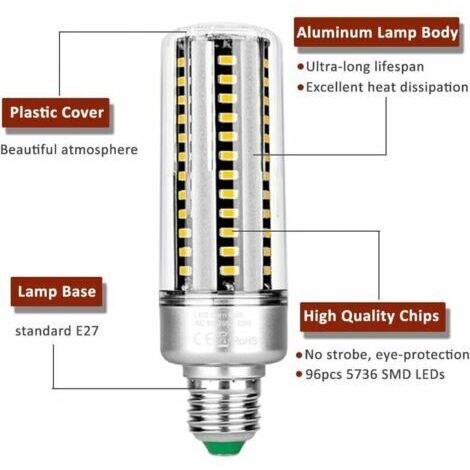 E27 25W LED-Lampe, warmweiß 3000K, 2500LM hohe Helligkeit, entspricht einer 200W Halogenlampe, nicht dimmbar, E27 LED-Maiskolbenlampe für Deckenleuchten, 2er-Pack [Energieklasse A+]