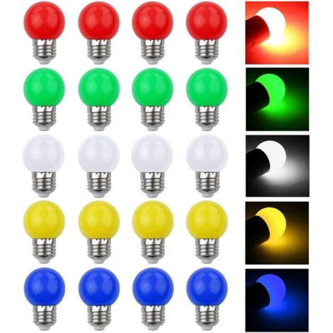 E27 3W LED Color Bulb Equivalent to 30W 240LM E27 Large Screw Base LED Color String Light Bulb Multicolor Bulbs for Home Bar Party Ambiance Decoration - Pack of 20