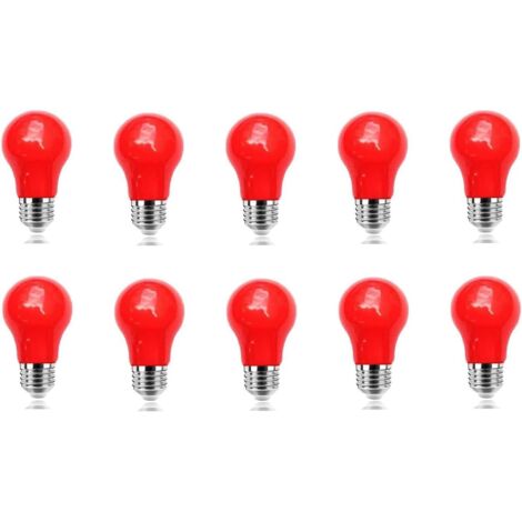 E27 3W LED-Farblampe mit Schraubsockel, Rot, entspricht 30W Glühlampe, für Hochzeiten, Halloween, Weihnachtsfeiern, Bars, Ambientebeleuchtung, Dekoration, 10er-Pack [Energieklasse B]