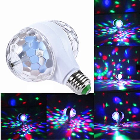 E27 6W LED Dual Head Colorful Bulb Rotating Magic Ball Stage Light Laser Projection Lamp