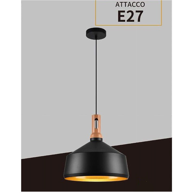 Lampadario A Sospensione Stile Industriale In Metallo Pendente A Coppa E27 A93 Noir