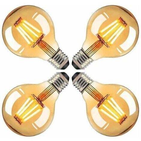 E27 Ampoule. 4W G80 Ampoule LED Edison. Lampe à LED Ronde Vintage. Ampoule LED à Lumière Chaude Antique Décorative. Idéale pour les Nostalgiques. Décorer la Maison. Café. Bar (4 pcs)