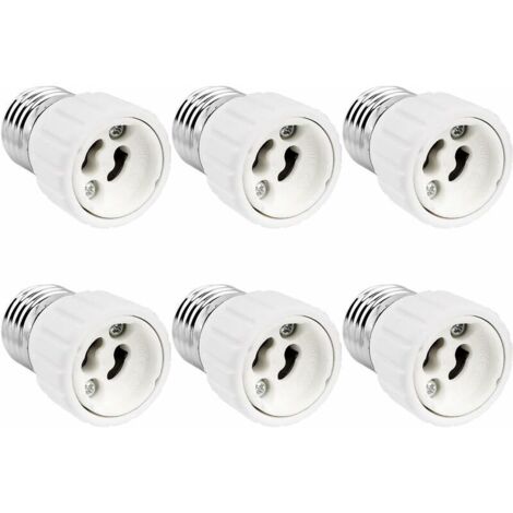 E27-auf-GU10-Fassungsadapter, 0–250 V, max. 200 W, E27-Schraubfassungsadapter für GU10-LED-, Halogen- und Energiesparlampen, Keramikadapter, 6er-Pack