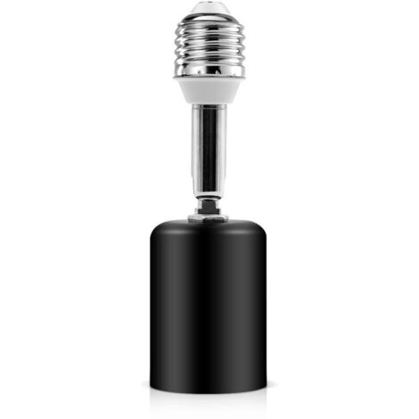 E27 Base Extension Adapter, E27 Lamp Socket Extender, Lamp Holder Adapter, Metal and Ceramic Materials, Black (1)